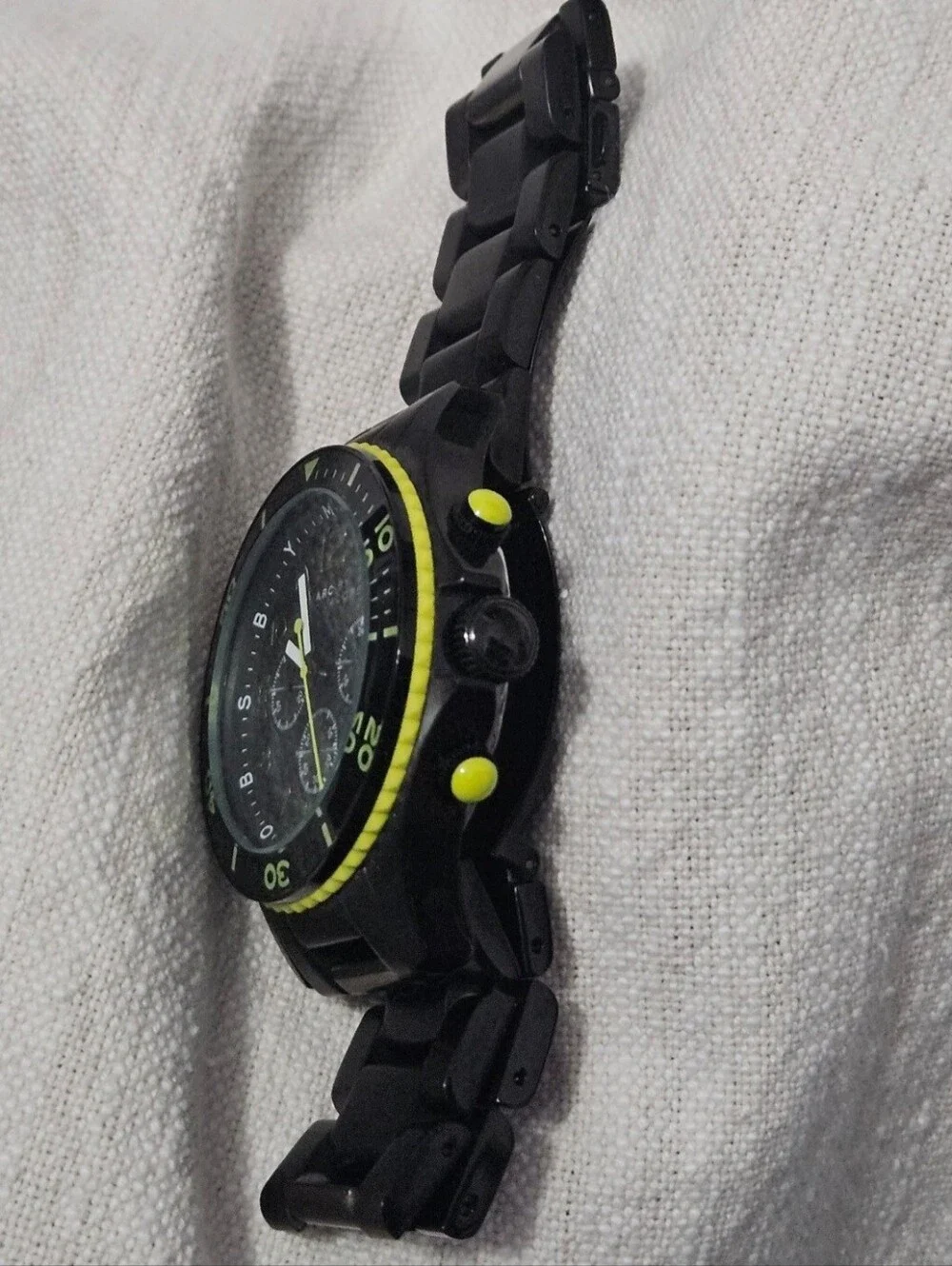Marc by Marc Jacobs Black Chronograph Watch Neon Green Stainless Steel, Men's